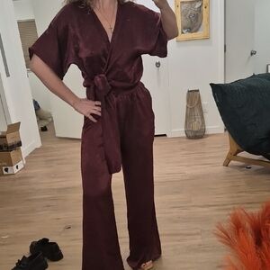 Nordstrom Deep Burgundy Jumpsuit with Tie